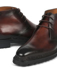 Paul Parkman Men's Norwegian Welted Chukka Boots Brown Burnished (ID