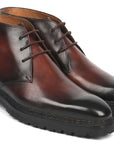Paul Parkman Men's Norwegian Welted Chukka Boots Brown Burnished (ID