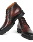Paul Parkman Men's Norwegian Welted Chukka Boots Brown Burnished (ID