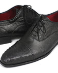 Paul Parkman Men's Genuine Ostrich Captoe Oxfords Black (ID