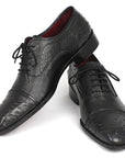 Paul Parkman Men's Genuine Ostrich Captoe Oxfords Black (ID