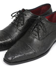 Paul Parkman Men's Genuine Ostrich Captoe Oxfords Black (ID