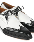 Paul Parkman Norwegian Welted Wingtip Men's Dress Shoes Black & White (ID