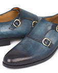 Paul Parkman Navy Double Monkstrap Shoes (ID