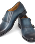 Paul Parkman Navy Double Monkstrap Shoes (ID