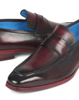 Paul Parkman Men's Purple Burnished Penny Loafers (ID