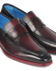 Paul Parkman Men's Purple Burnished Penny Loafers (ID