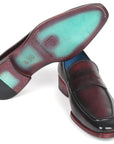 Paul Parkman Men's Purple Burnished Penny Loafers (ID