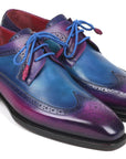 Paul Parkman Goodyear Welted Wingtip Derby Shoes Purple & Blue (ID