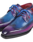 Paul Parkman Goodyear Welted Wingtip Derby Shoes Purple & Blue (ID