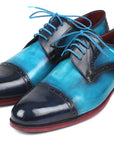 Paul Parkman Two Tone Cap-Toe Derby Shoes Blue & Turquoise (ID