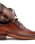 Paul Parkman Men's Brown Burnished Leather Handmade Oxfords (ID