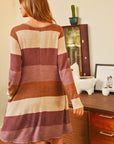 Long Sleeved Rib Stripe Pocket Dress