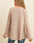Criss Cross Neck Long Sleeve Hacci Top