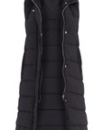 Ladies Girls Long Hooded Puffer Warm Padded Sleeveless Gilet Bodywarmer Zipper - Toi ‘n’ Moi Ltd