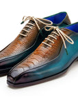 Paul Parkman Genuine Ostrich Leg Bicycle Toe Oxfords Green & Brown (ID