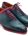Paul Parkman Men's Green & Purple Woven Leather Oxfords (ID
