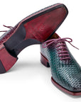 Paul Parkman Men's Green & Purple Woven Leather Oxfords (ID