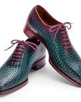 Paul Parkman Men's Green & Purple Woven Leather Oxfords (ID