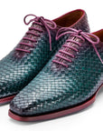 Paul Parkman Men's Green & Purple Woven Leather Oxfords (ID