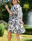 Black Floral Print Tiered Frilled Half Sleeve Plus Size Mini Dress - Toi ‘n’ Moi Ltd