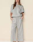 Black Textured Loose Fit T Shirt and Drawstring Pants Set - Toi ‘n’ Moi Ltd