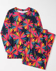 Black Plus Size Printed Long Sleeve and Pants Lounge Set - Toi ‘n’ Moi Ltd