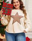 Beige Star Shape Studded Crew Neck Plus Size T Shirt - Toi ‘n’ Moi Ltd