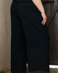 Black Shirred High Waist Plus Size Wide Leg Pants - Toi ‘n’ Moi Ltd
