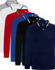 Mens Tipping Pique Polo Shirt Top Long Sleeve Work Collared Casual Office Wear - Toi ‘n’ Moi Ltd