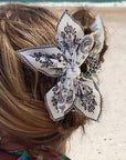 Black Paisley Floral Print Bow Knot Hair Clip - Toi ‘n’ Moi Ltd