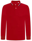 Mens Tipping Pique Polo Shirt Top Long Sleeve Work Collared Casual Office Wear - Toi ‘n’ Moi Ltd