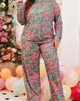 Black Plus Size Printed Long Sleeve and Pants Lounge Set - Toi ‘n’ Moi Ltd