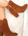Buckle Faux Suede Ankle Boots - Toi ‘n’ Moi Ltd