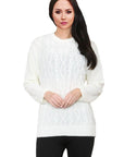 Women Long Sleeve Chunky Cable Knitted Crew Neck Winter Sweater Jumper Top - Toi ‘n’ Moi Ltd