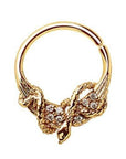 Gold Plated Jeweled Wings and Snake Seamless Ring / Septum Ring