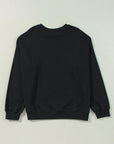 Black Solid Crew Neck Drop Shoulder Plus Size Sweatshirt - Toi ‘n’ Moi Ltd
