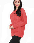 Women Long Sleeve Chunky Cable Knitted Crew Neck Winter Sweater Jumper Top - Toi ‘n’ Moi Ltd