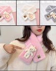 Fur Plush Thicken Kids Gift Plush Scarf Warm Bib Bear Cross Scarf Neckerchief UK - Toi ‘n’ Moi Ltd