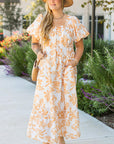 Apricot Floral Print Puff Short Sleeve Resort Plus Size Maxi Dress - Toi ‘n’ Moi Ltd