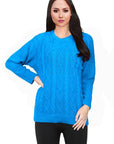 Women Long Sleeve Chunky Cable Knitted Crew Neck Winter Sweater Jumper Top - Toi ‘n’ Moi Ltd