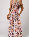 Black Floral Square Neckline Stretch High Waist Jumpsuit - Toi ‘n’ Moi Ltd