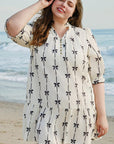 Apricot Bow Printed Puff Sleeve Ruffled Plus Size Mini Dress - Toi ‘n’ Moi Ltd