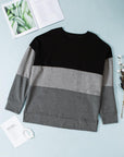 Black Crew Neck Colorblock Plus Size Sweashirt - Toi ‘n’ Moi Ltd