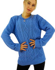 Women Long Sleeve Chunky Cable Knitted Crew Neck Winter Sweater Jumper Top - Toi ‘n’ Moi Ltd