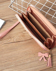Women Zipper Leather Long Wallet Large Capacity Card Holder Tassel Clutch Purse - Toi ‘n’ Moi Ltd
