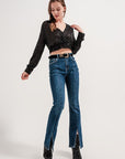 Flare Jeans With Split Hem