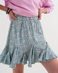 Floral Flounce Co-Ord Mini Skirt in Green - Toi ‘n’ Moi Ltd