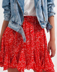 Floral Flounce Co-Ord Mini Skirt in Red - Toi ‘n’ Moi Ltd