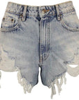 Women's Light Wash ripped Denim Shorts Hot Pants-0